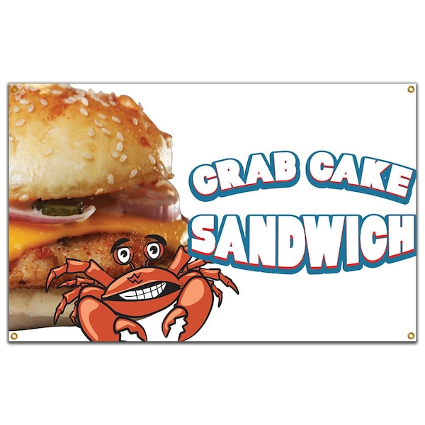 Crab Cake Sandwich Banner Concession Stand Food Truck Single Sided